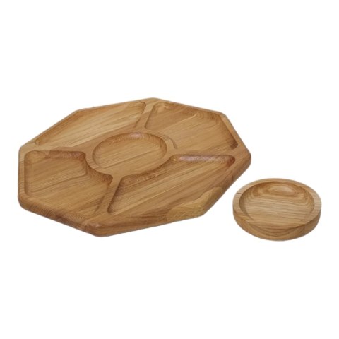 Deska dębowa z miseczką na sosy plaster miodu | drewniana deska do serwowania | podstawka na przekąski | deska serów | zestaw do