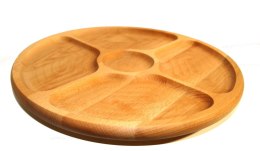 Deska obrotowa do serwowania serów wędlin 4 KOMORY | Taca obrotowa drewniana | Patera obrotowa na przekąski | Deska serów i wędl