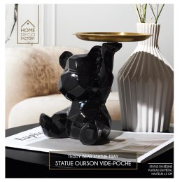 Figurka Miś origami ze złotą tacą czarna