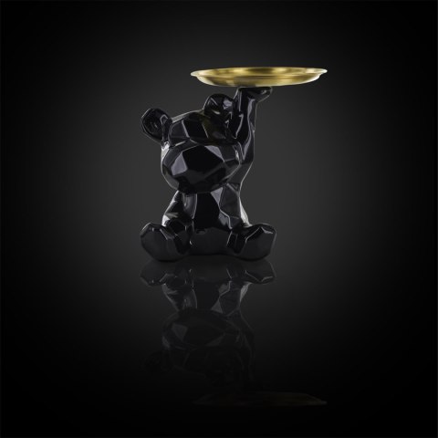 Figurka Miś origami ze złotą tacą czarna