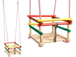 Huśtawka drewniana dla dzieci solidna EKO | Huśtawka ogrodowa | Bezpieczna huśtawka dziecięca | Naturalna huśtawka drewniana | E