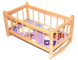 Kołyska dla lalek z materacem | Łóżeczko dla lalek | Drewniana kołyska zabawkowa | Mebelki dla lalek | Łóżko dziecięce do zabawy