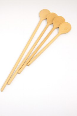 Łyżka drewniana Okrągła do musztardy ZESTAW 4 szt | Ekologiczna łyżeczka drewniana | Łyżka do przypraw | Kuchenne akcesoria drew