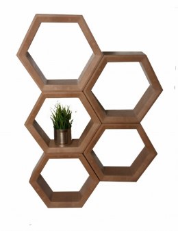 Półka wisząca plaster miodu WPC EKO | Dekoracyjna półka ścienna heksagon | Regał wiszący ekologiczny | Nowoczesna półka modułowa
