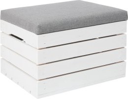 Pufa skrzynia otwierana biała SOSNA 50x40x35 cm | Drewniana skrzynka do siedzenia | Kufer schowek | Ławka z miejscem na przechow