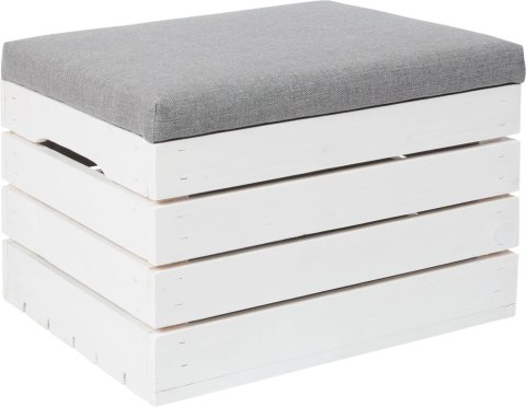 Pufa skrzynia otwierana biała SOSNA 50x40x35 cm | Drewniana skrzynka do siedzenia | Kufer schowek | Ławka z miejscem na przechow