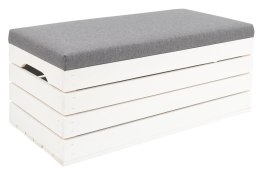 Pufa skrzynia otwierana biała SOSNA 80x40x35 cm | Drewniana ławka ze schowkiem | Kufer do siedzenia | Skrzynia do przechowywania