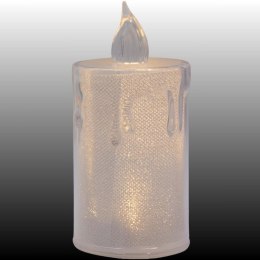ŚWIECA DEKORACYJNA 10,5 CM TRANSPARENT CIEPŁY BIAŁY 1 LED