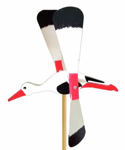 Wiatrak do ogrodu DUŻY 47cm bocian | Dekoracja ogrodowa | Odstraszacz ptaków | Wiatraczek ogrodowy | Figurka bociana | Ozdoba na