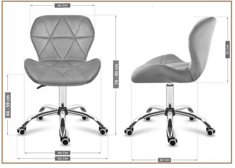 Krzesło obrotowe VASTO OFFICE VELVET DARK GREY ROSE GOLD