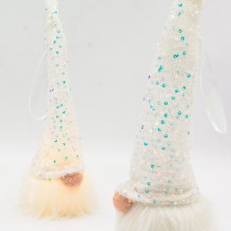 MIKOŁAJ DEKORACYJNY LED 25CM BIAŁY