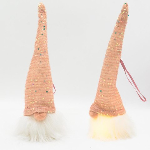 MIKOŁAJ DEKORACYJNY LED 25CM RÓŻOWY