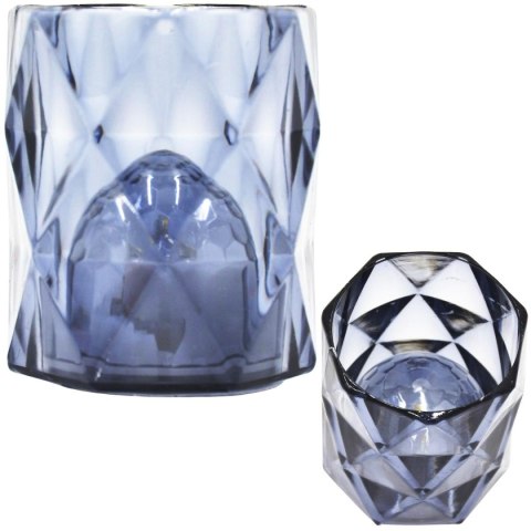 MINI LAMPA DEKORACYJNA 6 CM SZARA CIEPŁY BIAŁY 1 LED