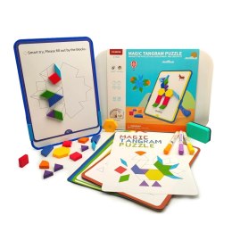 Magnetyczna mozaika Tangram z tablicą - 252 el. + karty pracy