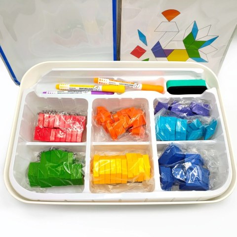 Magnetyczna mozaika Tangram z tablicą - 252 el. + karty pracy