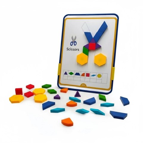 Magnetyczna mozaika Tangram z tablicą - 252 el. + karty pracy