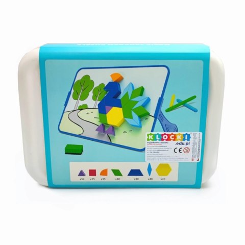 Magnetyczna mozaika Tangram z tablicą - 252 el. + karty pracy