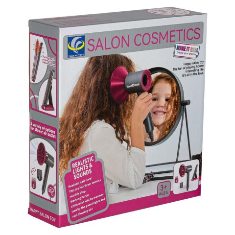 Zestaw fryzjerski dla dzieci suszarka prostownica światło dźwięk 19 elementów