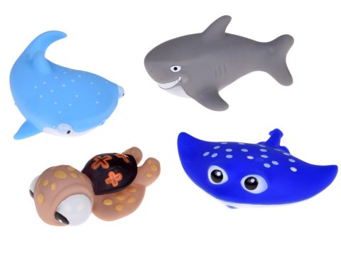 Gumowe zwierzątka do kąpieli x4 Żółw Rekin Wieloryb Płaszczka ZA5858