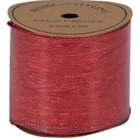 WSTĄŻKA KARBOWANA 6,3CMx3M CZERWONA