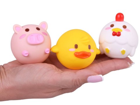 Zabawki do kąpieli ŁOWIENIE 3 gumowe zwierzątka bez dziurki + sitko ZA5924