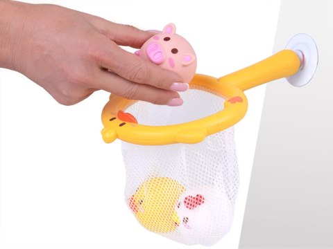 Zabawki do kąpieli ŁOWIENIE 3 gumowe zwierzątka bez dziurki + sitko ZA5924