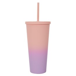 Kubek ze słomką PP pomarańczowo-różowy
