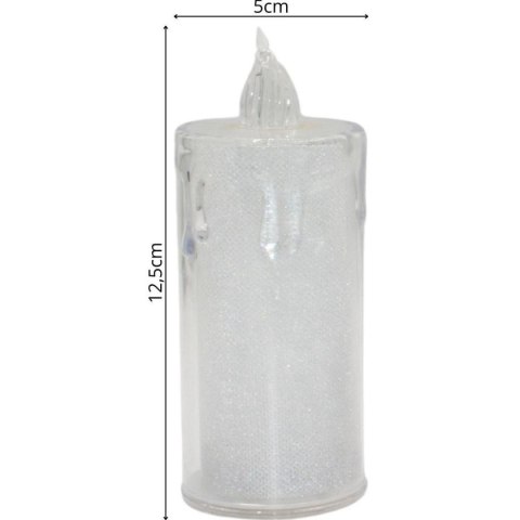 ŚWIECA DEKORACYJNA 3 SZT TRANSPARENTA CIEPŁY BIAŁY 1 LED