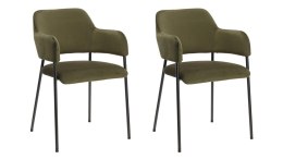 Zestaw 2 krzeseł Lima welurowych z podłokietnikami zielone