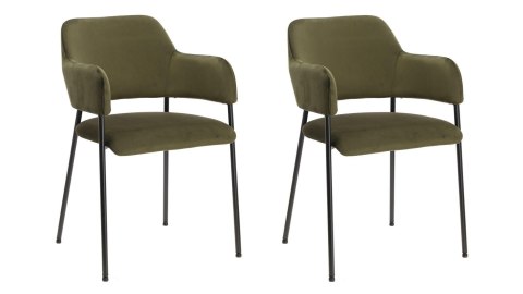 Zestaw 2 krzeseł Lima welurowych z podłokietnikami zielone