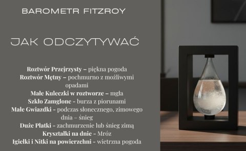Barometr Burzowy Fitzroya w Oprawie Drewnianej - Kropla Storm Glass - BAW1