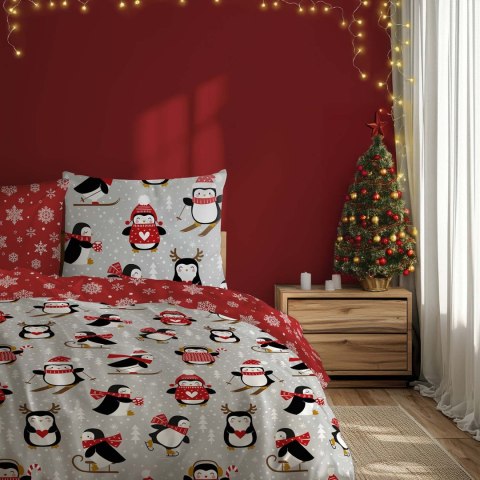 Pościel bawełniana 140x200 + 70x90 świąteczna wzór 076