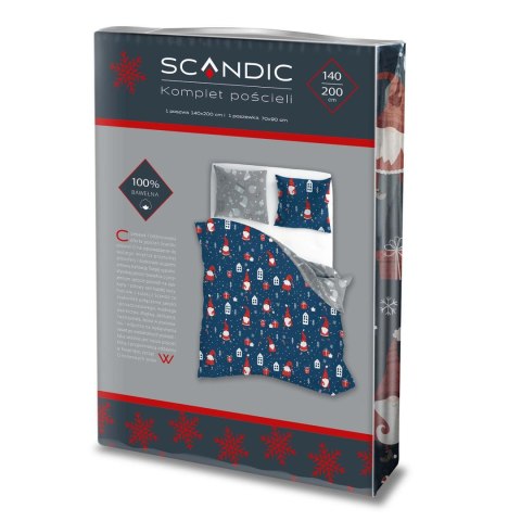 Pościel bawełniana 140x200 + 70x90 świąteczna wzór 081