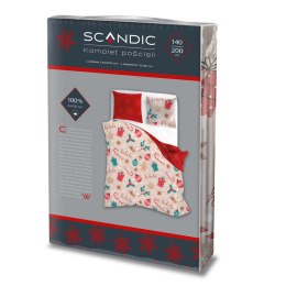 Pościel bawełniana 140x200 + 70x90 świąteczna wzór 082