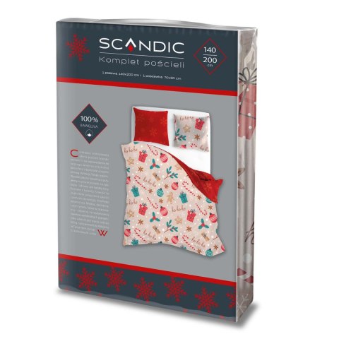 Pościel bawełniana 140x200 + 70x90 świąteczna wzór 082