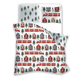 Pościel bawełniana 160x200 + 2x70x80 świąteczna wzór 075