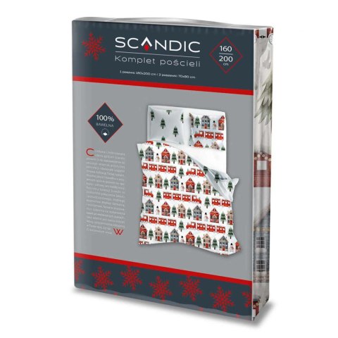 Pościel bawełniana 160x200 + 2x70x80 świąteczna wzór 075