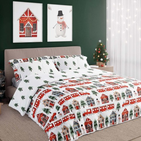 Pościel bawełniana 160x200 + 2x70x80 świąteczna wzór 075
