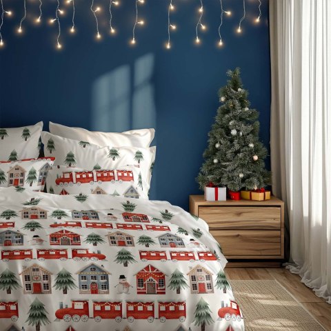 Pościel bawełniana 160x200 + 2x70x80 świąteczna wzór 075