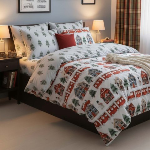 Pościel bawełniana 160x200 + 2x70x80 świąteczna wzór 075