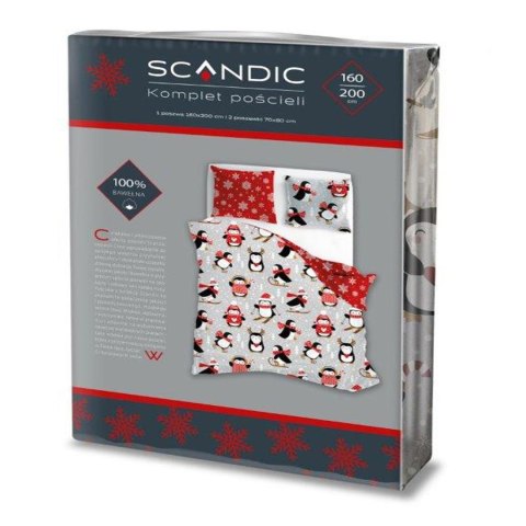 Pościel bawełniana 160x200 + 2x70x80 świąteczna wzór 076