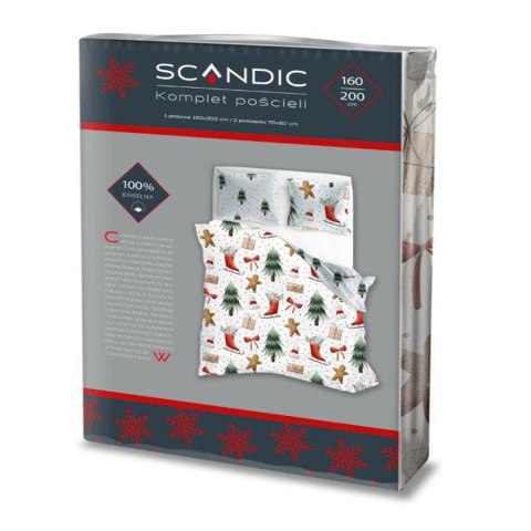 Pościel bawełniana 160x200 + 2x70x80 świąteczna wzór 078