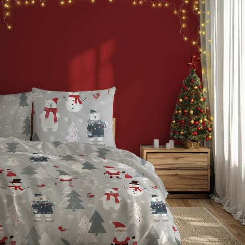 Pościel bawełniana 160x200 + 2x70x80 świąteczna wzór 079