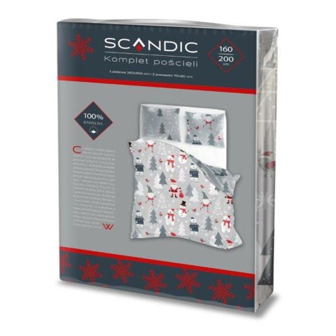Pościel bawełniana 160x200 + 2x70x80 świąteczna wzór 079