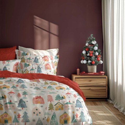 Pościel bawełniana 160x200 + 2x70x80 świąteczna wzór 080