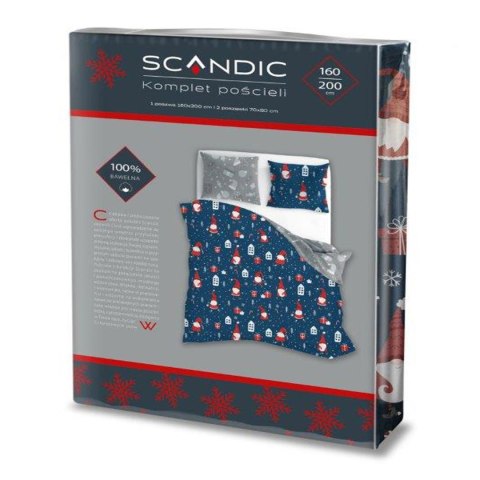 Pościel bawełniana 160x200 + 2x70x80 świąteczna wzór 081