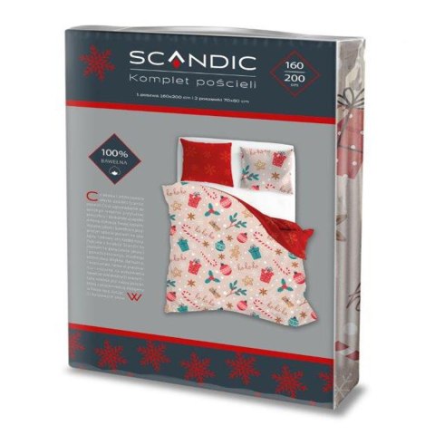 Pościel bawełniana 160x200 + 2x70x80 świąteczna wzór 082