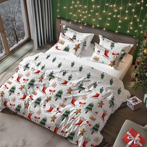 Pościel bawełniana 220x200 + 2x70x80 świąteczna wzór 078