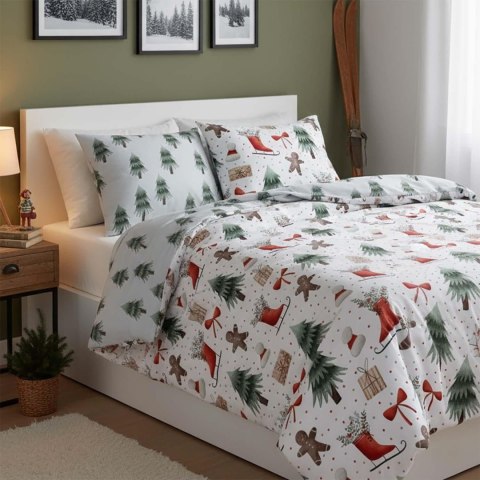 Pościel bawełniana 220x200 + 2x70x80 świąteczna wzór 078