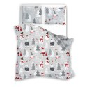 Pościel bawełniana 220x200 + 2x70x80 świąteczna wzór 079